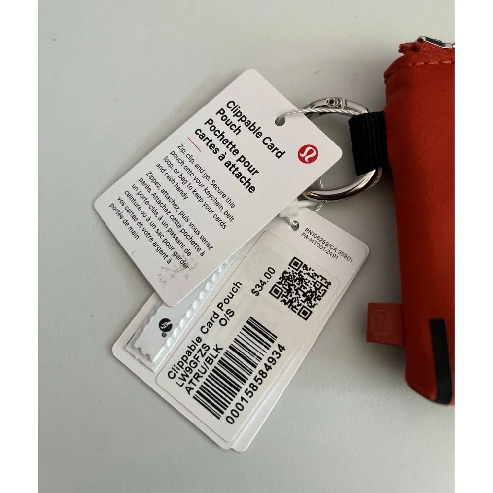 Lululemon Clippable Card Pouch Autumn Rust and Black NWT